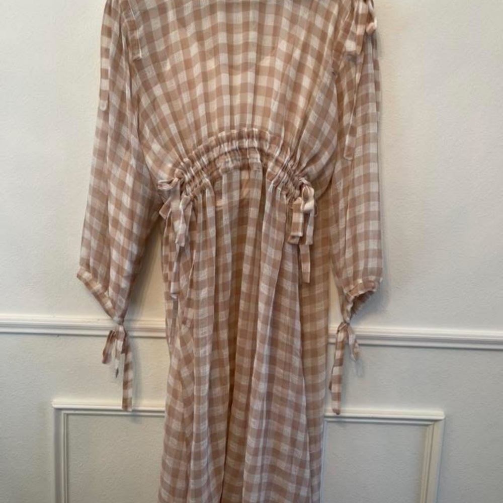 ASOS pale pink Checkered Midi Dress